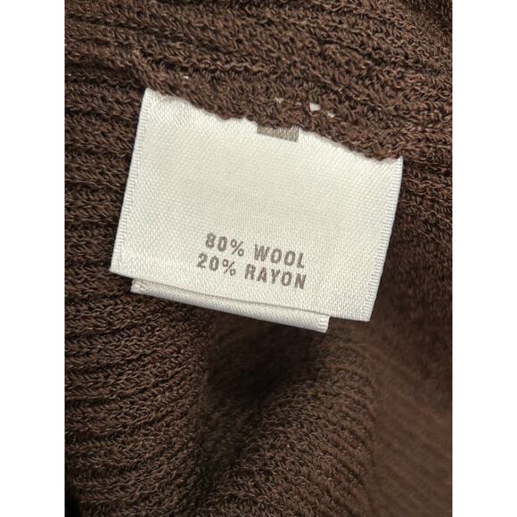 ST. JOHN SPORT Womens Brown Ribbed Wool Scoop Neck Short Sleeve Sweater Size P - Picture 5 of 8